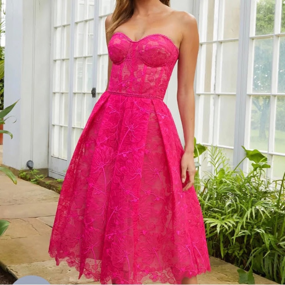 NADINE MERABI OLIVIA HOT PINK DRESS.